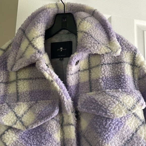 7 for all mankind purple plaid teddy jacket - Picture 2 of 3